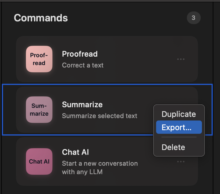 Export Command